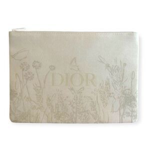 Dior Cream Spring Flower Embroidered Clutch Bag Pouch Limited Edition